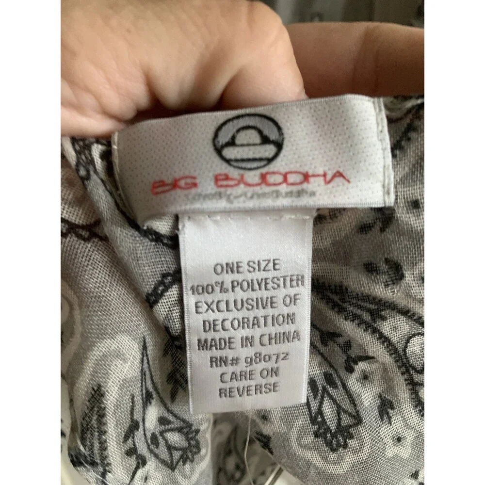 Big Buddha Lightweight Oversized Wrap Shawl With Tassels Monochrome Paisley NWT